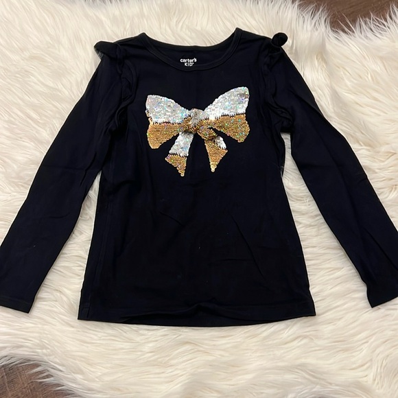Carter's Other - Carter’s black Sequin bow Long Sleeve Tee size:5